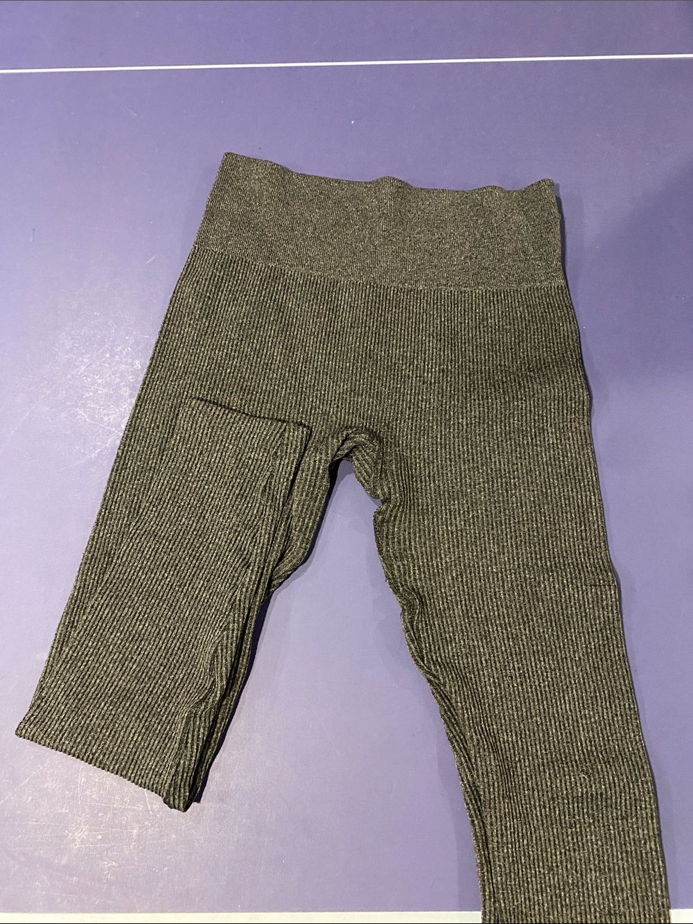Urban Planet Dark Grey Ribbed High-Waist Leggings